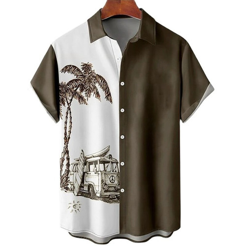 Hawaiian Shirt Men Summer 3D Coconut Tree Printed