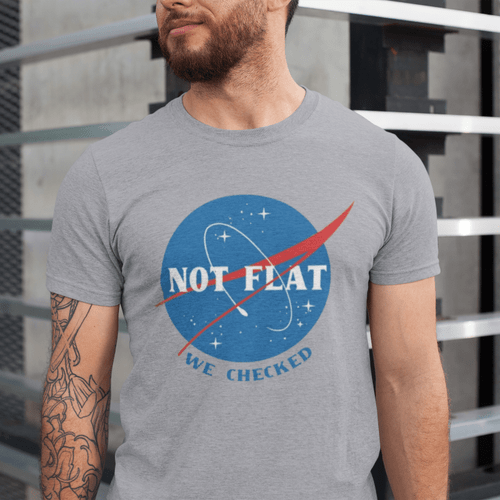 Not Flat We Checked NASA Logo Funny Flat Earth Conspiracy 🔥HOT DEAL - 50% OFF🔥