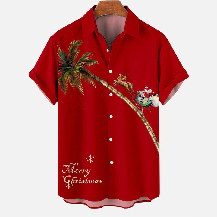 🎁 Men's Christmas Coconut Elk Print Shirt