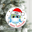 Earth With Santa Hat Mask Vaccine Merry Christmas Ornament