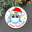 Earth With Santa Hat Mask Vaccine Merry Christmas Ornament