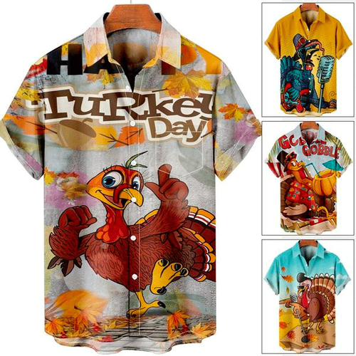 Men's Alphabet Thanksgiving Turkey Print Shirt 🔥HOT DEAL - 50% OFF🔥