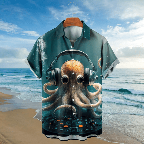 Vintage Nautical Octopus Listen Music Hawaiian Shirts 🔥HOT SALE 50%🔥