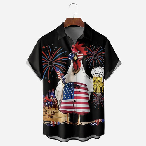 American Flag Short Sleeve Casual Shirt