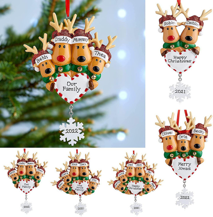 Personalized Love Reindeer Family Christmas Ornament Custom Handwritten Names