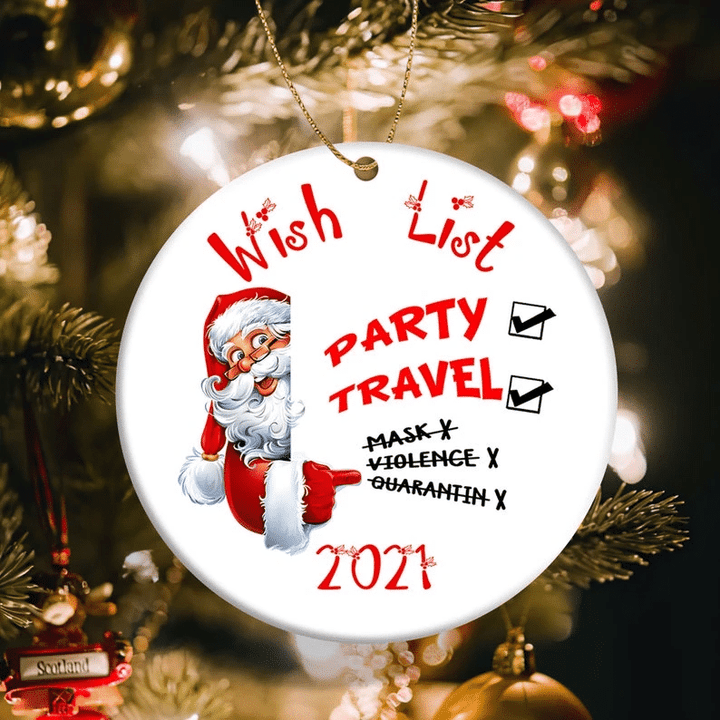 2021 Christmas Wish List Ornament Funny Santa Ornament