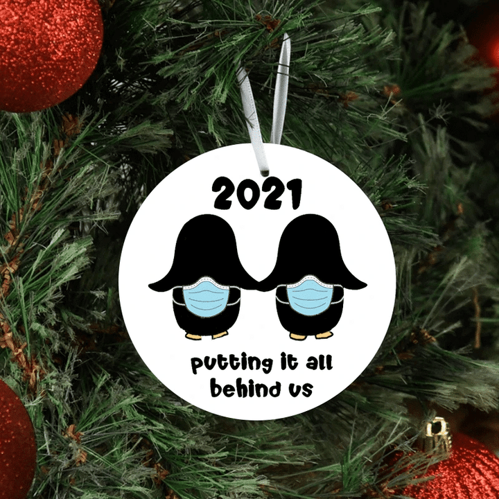 Putting It All Behind Us 2021 Penguin Bums Masks Penguins Humor Gift Present Couple Christmas