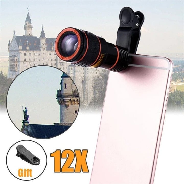 🔭Clip-on 12X Mobile Phone Lens Optical Zoom HD Telephoto 🔥HOT DEAL - 50% OFF🔥