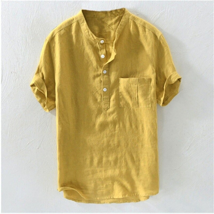 Men's Solid Color Thin Breathable Button Cotton Linen Top 🔥HOT DEAL - 50% OFF🔥