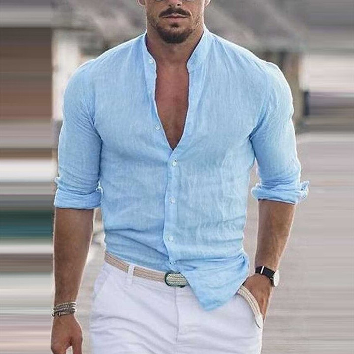 Men's Summer Beach Shirt Collar Long Sleeve