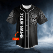 Tribal Metal Scratch Skull Personalized Name Baseball Jersey 531