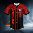 Blood Red Rose Skull Personalized Name Baseball Jersey 538