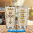 Jesus Faith Hope Love Family Personalized Name Stainless Steel Tumbler 190