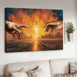 Jesus - Abstract cross painting, Watercolor sunset, Inspirational art Canvas and Poster 286