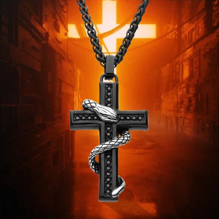 Cross Pendant Snake Necklace