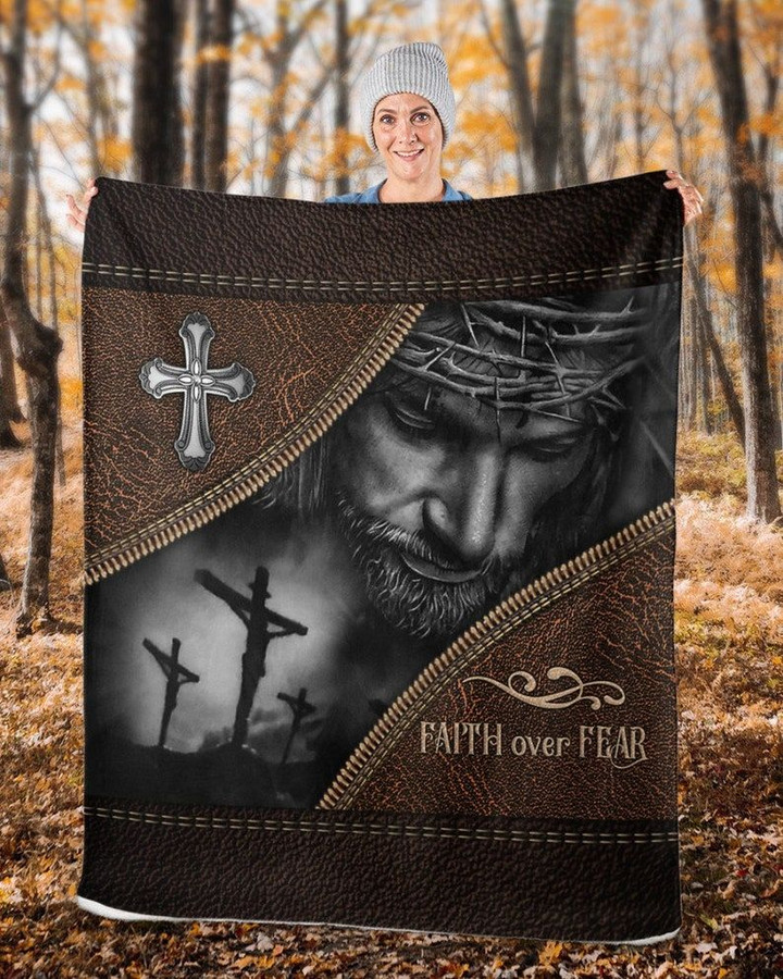 Jesus Faith Over Fear Quilt and Blanket 057