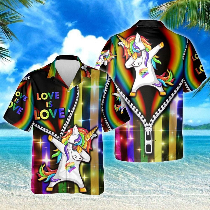 LGBT Love is Love Unicorn 3D All Over Printed Button Shirt 099