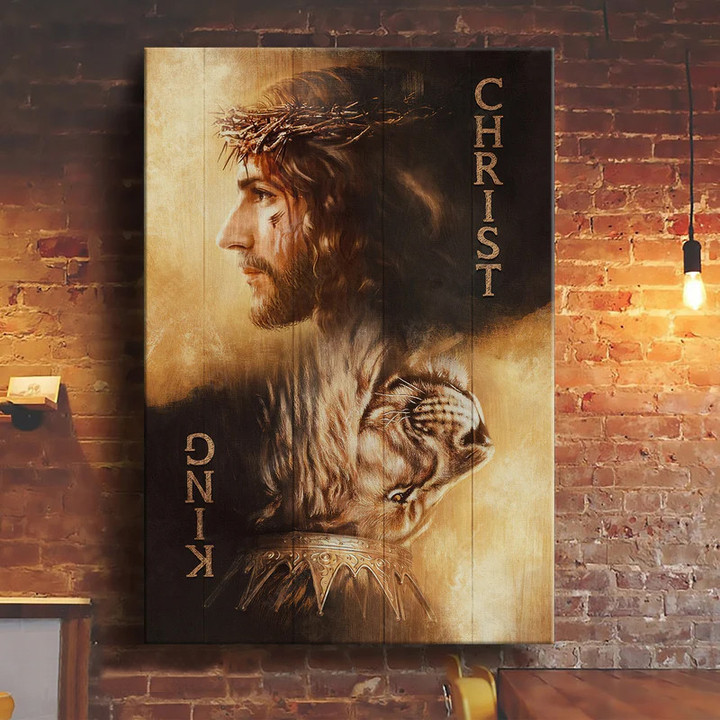 Jesus - Lion of Judah, Amazing golden crown, Christ King Canvas and Poster 272