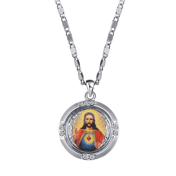 Stainless Steel Openable Patched Jesus Necklace