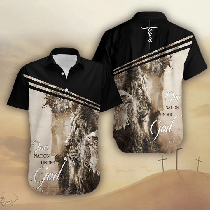 One Nation Under God 3D All Over Printed Button Shirt 111