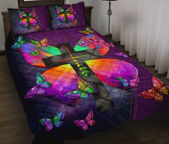 Jesus Faith Butterfly Quilt Bedding Set 094