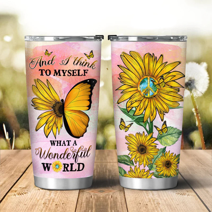 Hippie What A Wonderful World Stainless Steel Tumbler 194