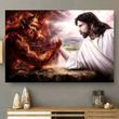 Jesus Christian With Devil Fight Canvas Wall Art