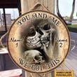 Personalized Gift For Couple Sugar Skull Wood Circle Sign You And Me