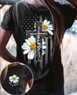 Jesus Cross Daisy American T-shirt Faith
