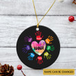 Personalized Name Grandma And Grandkids Colorful Heart Ornament