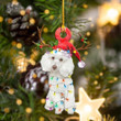White Poodles Christmas Lights Shape Ornament