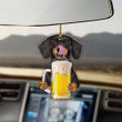 Dachshund drinks beer with me Ornament