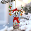 Whippet Reindeer Shape Christmas 2 sides Ornament