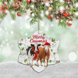 Cow Christmas Snow Flake Ceramic Ornament