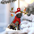Brindle English Mastiff Reindeer Shape Christmas 2 sides Ornament Cus P303 PANORPG0101