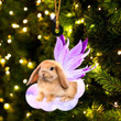 Rabbit and wings gift for her gift for him gift for Rabbit lover ornament