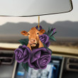 Cow purple rose two sided ornament