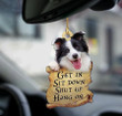 Border Collie get in two sided ornament