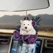 Polar bear purple rose two sides ornament