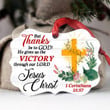 God Gives Us The Victory - Special Cross and Flower Aluminium Ornament