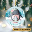 Personalized Penguin Mom & Baby Christmas Ornament