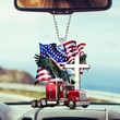 Red Truck With Eagle Flag Christmas Ornament
