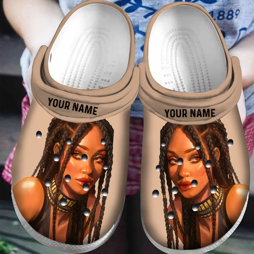 Personalized Afro Black Girl African American Crocs Classic Clogs Shoes PANCR0832