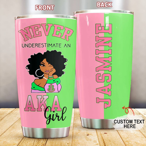Personalized Never Underestimate An AKA Girl African American Tumbler