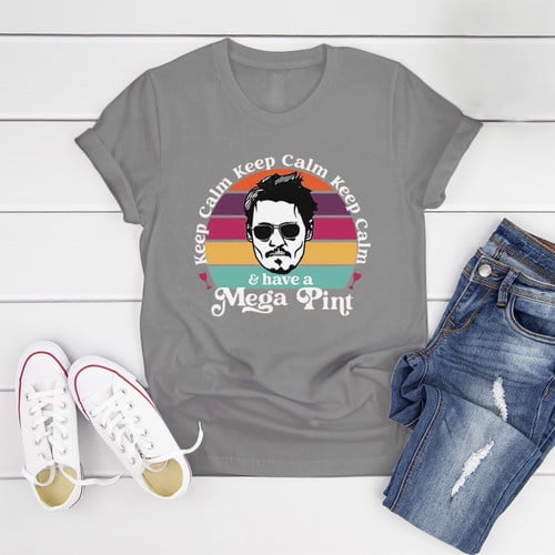 Keep Calm & Have A Mega Pint Johnny Depp Fan Justice For Johnny T-Shirt