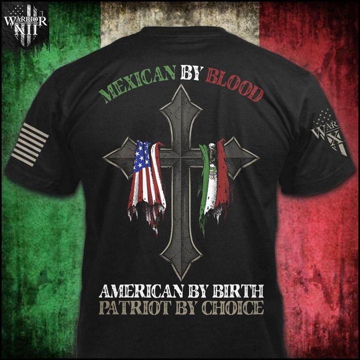 Warrior Black T-shirt Mexican By Blood American By Birth Patriot By Choice PAN3TS0011