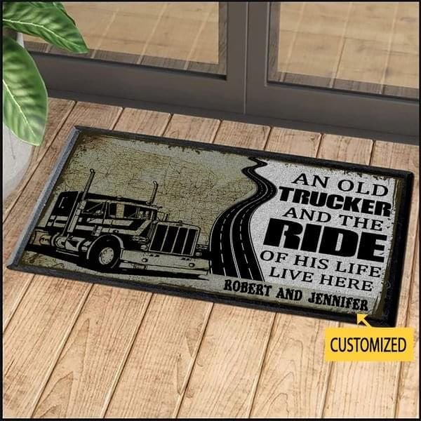 Personalized Gift For Couple Truck Doormat An Old Trucker And The Ride Of His Life