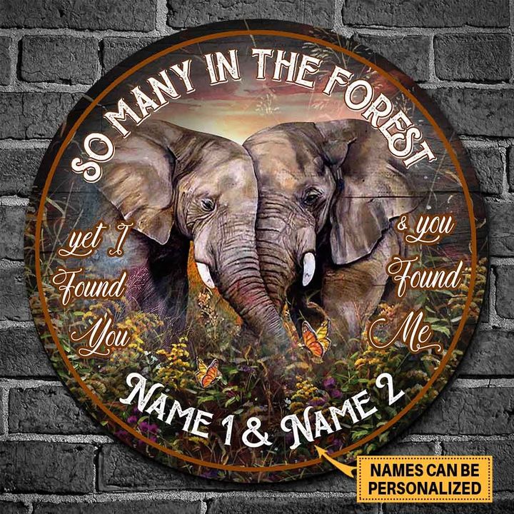 Personalized Gift For Couple Elephant Wood Circle Sign So Many