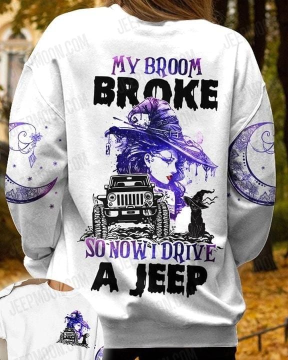 Witch Jeep Truck Halloween Sweater My Broom Broke So Now I Drove A Jeep PAN3SS0008