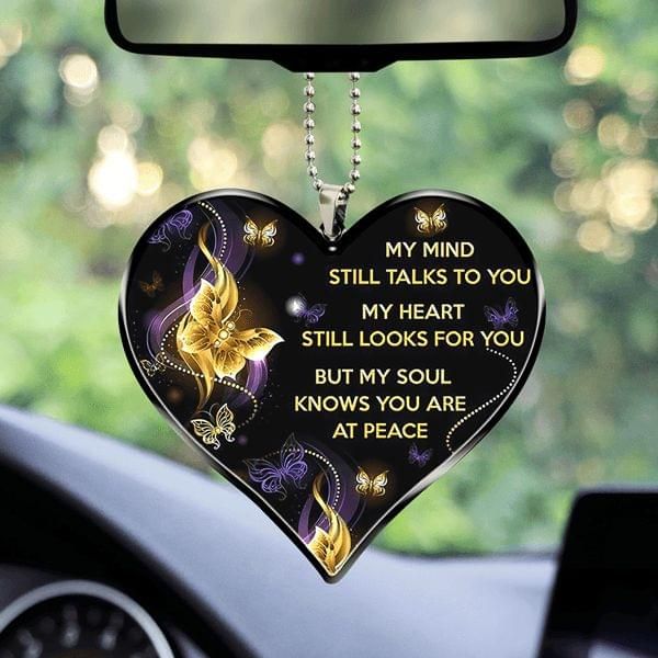 Memorial Gift Butterfly Heart Ornament My Mind Still Talks To You